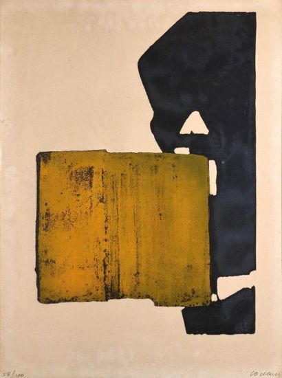 null SOULAGES Pierre, 1919, 

Eau-forte XIX, 1970, 

eau-forte en couleurs n°58/100...