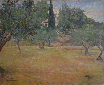null CAPUTO Ulisse, 1872-1948, 

Maison derrière les arbres, 

huile sur toile, signée...