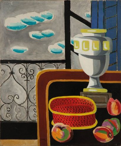 null GISCHIA Léon, 1903-1991,

 Coin de table à la fenêtre, 1941, 

huile sur toile,...