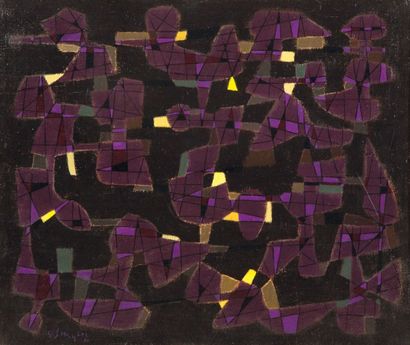 null SINGIER Gustave, 1909-1984, 

Nuit d'automne, 1951,

 huile sur toile, signée...