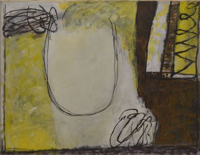 null PRASEK Karel, né en 1950, 

Composition jaune et brun, 1970, 

peinture sur...