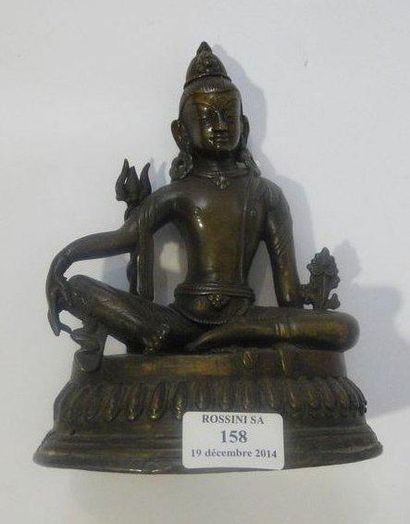 null Divinité assise Bronze. Népal, XIXe siècle. H.: 20 cm