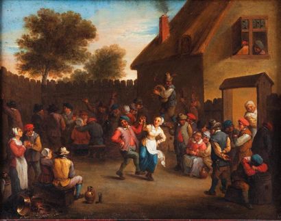 TENIERS David de dit le jeune (suite de) (1610-1690) Réjouissance villageoise Huile...