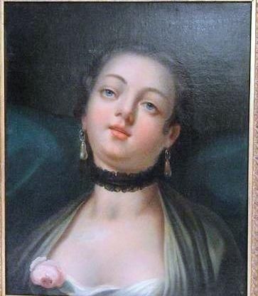 ROTARI Pietro (Suite de) (1707-1762) Jeune fille au corsage décoré d'une rose Huile...