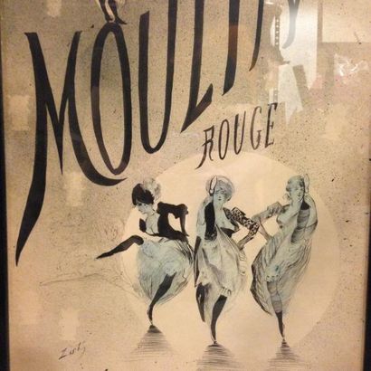 ECOLE FRANCAISE DU XXème siècle Le Joyeux Moulin Rouge projet d'affiche Encre et...