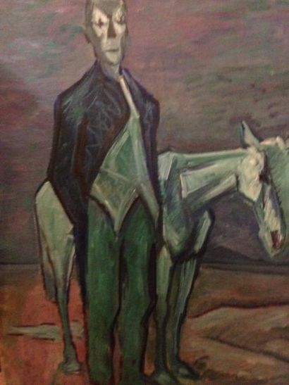 FEUILLATTE Raymond, 1901-1971 Clown au cheval, 1948 Huile sur toile, signée et datée...