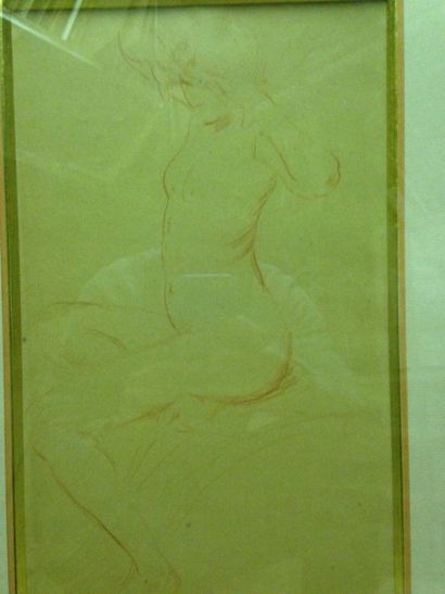LEROLLE Henri (1848-1929) Nu assis Sanguine, non signée 29x20 cm.