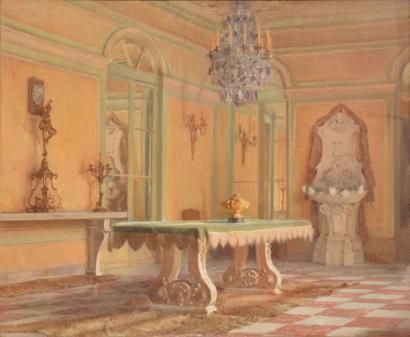 THOMAS Paul, mort en 1910 La salle à manger de Madame Soret, huile sur toile, signée...