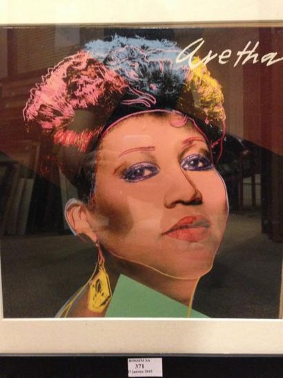WARHOL ANDY D'APRÈS Aretha Franklin pochette de disque 31 x 31 cm