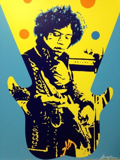 MESSAC Yvon Jimmy Hendrix Sérigraphie, signée en bas à droite, justifiée 80/85 en...