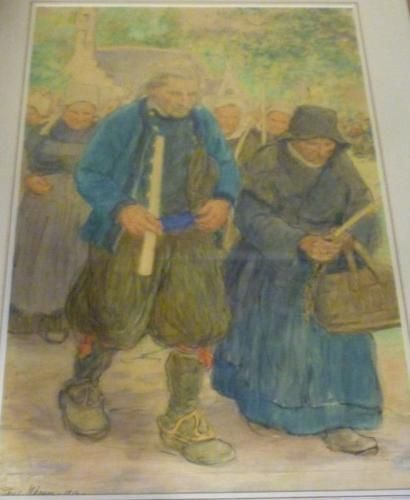 ABRAM Paul, entourage de Procession en Bretagne, 1914 Aquarelle (petits accidents...