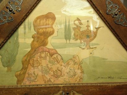 ATCHE-LEROUX Jane, 1872-1937 Parfum, aquarelle gouachée de format triangulaire (légère...