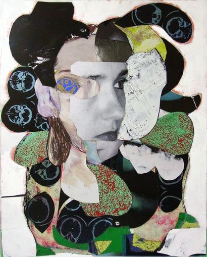 MARLIN Pascal, né en 1964 Portrait de femme Technique mixte sur toile, signée et...