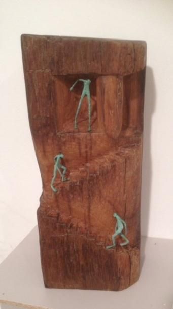 THONUS Cécile, née en 1969 Le passage Sculpture en chêne du 17ème siècle et bronze,...