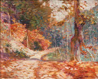 CHARRETON Victor, 1864-1936 Sous-bois, automne huile sur panneau, signé en bas à...