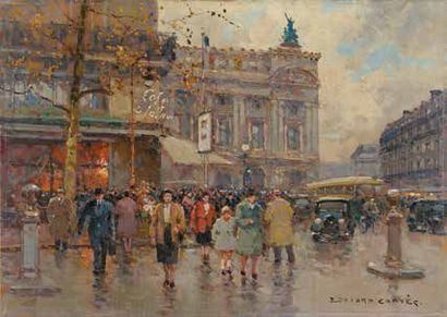 CORTES Édouard, 1882-1969 Café de la Paix, Paris huile sur toile, signée en bas à...
