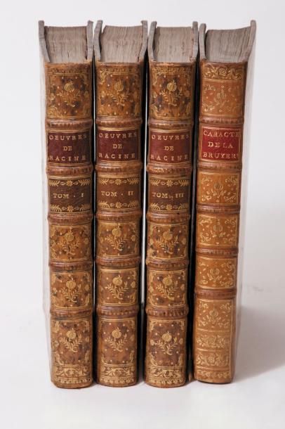 RACINE (Jean) Oeuvres. Paris, s.n., 1760. 3 volumes in-4, veau marbré, triple filet...