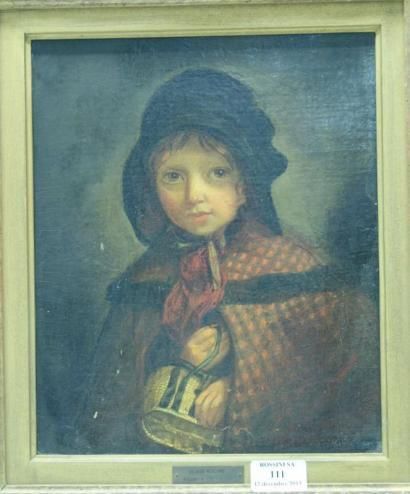MORLAND Georges (Ecole de) 1753-1804 "Fillette au petit panier" Huile sur toile 30,8...