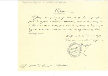 null Lettre autographe signée de DENFERT-ROCHEREAU. A Belfort le 26 janvier 1871....