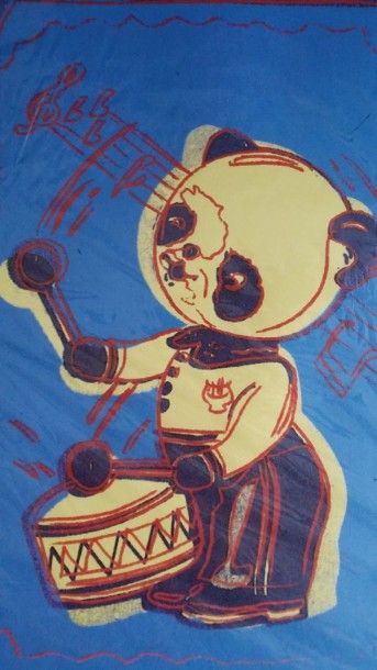 WARHOL ANDY, D'APRÈS Panda, fond bleu Tirage en couleur en cachet de la signature...
