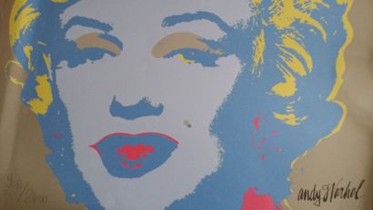 WARHOL ANDY, D'APRÈS Marilyn Lithographie signée dans la planche, n°908/2400 60x60...