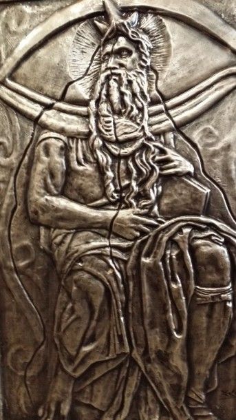 DALI Salvador, d'après Moïse plaque de métal, signé en bas à droite 69x54 cm