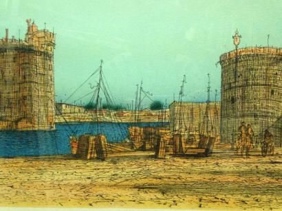 CARZOU Jean, 1907-2000 L'entrée du port de la Rochelle, 1993, lithographie en couleurs,...