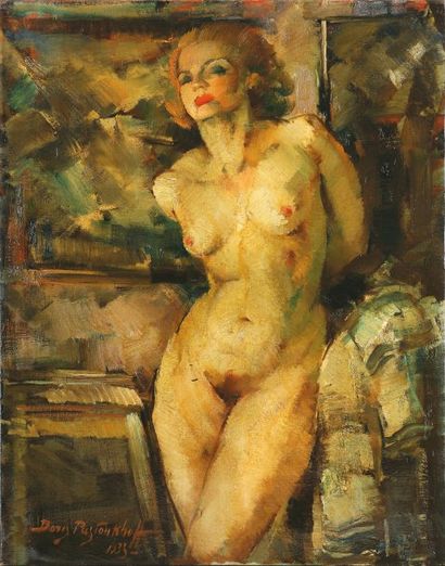 Boris PASTOUKHOFF Le modèle dans l'atelier, 1933 Huile sur toile (très petis manques),...