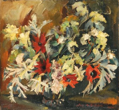 Boris PASTOUKHOFF Grand bouquet, Biarritz 1945 Huile sur toile, signée et datée en...
