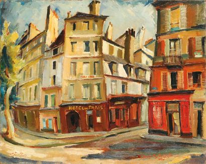 Boris PASTOUKHOFF L'hôtel de Paris, quai de la Tournelle, 1950 Huile sur toile, signée...