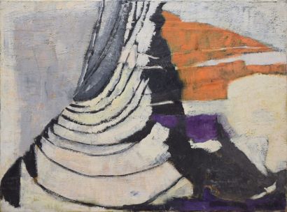 HÉNON Marie, XXe siècle Sans titre violet et orange huile sur toile, non signée 54x73...