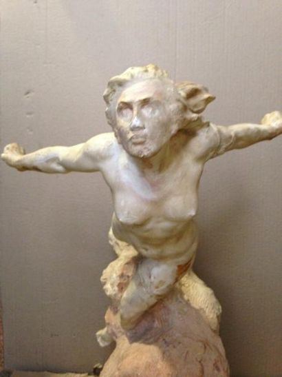 LARCHE Raoul, 1860-1912, d'après La tempête et ses nuées sculpture en plâtre avec...