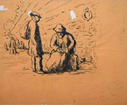 LUCE Maximilien, 1858-1941 Sur les quais à Paris mine de plomb, encre noire et rehauts...
