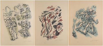 MASSON André, 1896-1987 Personnages trois lithographies en couleurs, épreuves d'essai...