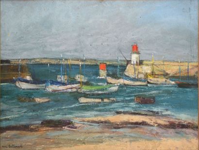 BELLANGER René, 1895-1964 Sortie de port huile sur papier marouflé sur toile (restaurations),...