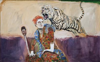 PASQUA Philippe, né en 1965 Arlequin au tigre et au serpent, 1994 peinture sur toile,...