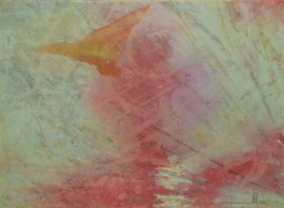 PFEIFFER Henri, 1907-1994 Sans titre rose et vert, 1930 technique mixte sur toile...