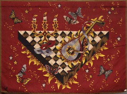 PICART LE DOUX Jean, 1902-1982 Carnaval tapisserie, monogramme de lissier BMA (Aubusson...
