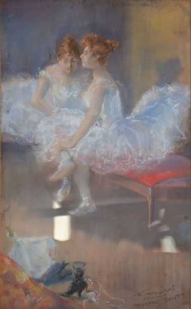 RANFT Richard, 1862-1931 Deux ballerines pastel (quelques piqûres et traces de frottements),...