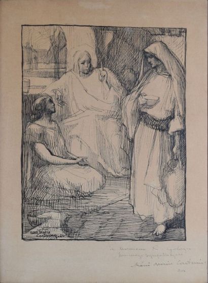 CASTAING René Marie, 1896-1943 Le Christ chez Marthe et Marie, 1924 plume et encre...
