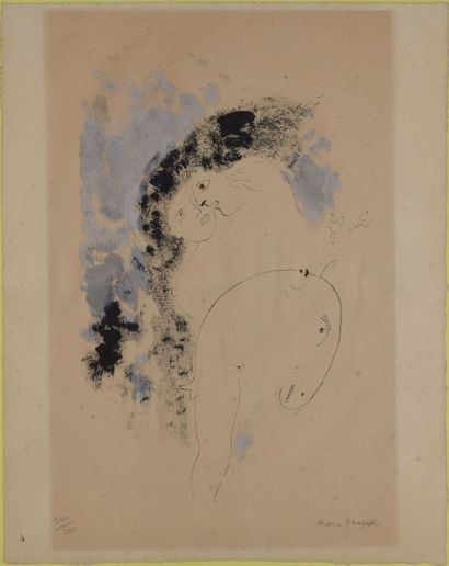 CHAGALL Marc, 1887-1985 L'aube, 1958 gravure en noir et gris (insolation, rousseurs...