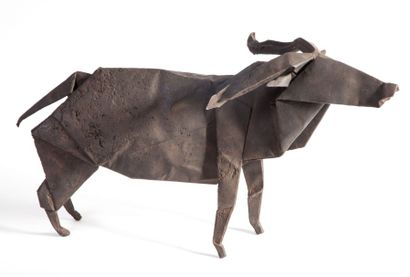 DAUGA et FINDJI, XXe-XXIe siècle Buffle bronze à patine brun-rouille, Fonderie d'Arte...