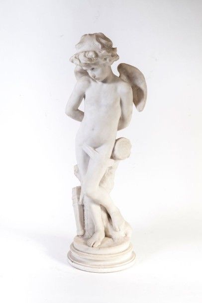 DELAVIGNE Denise, XIXe-XXe siècle L'Amour entravé sculpture en marbre blanc (quelques...
