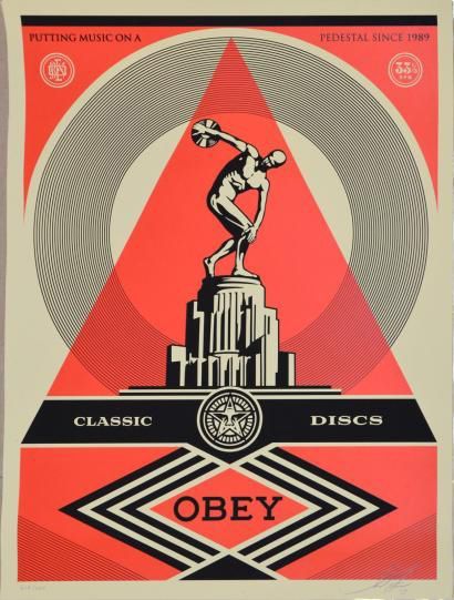 FAIREY Shepard, d'après Obey - Classic Disc sérigraphie en rouge et noir, n°204/450,...