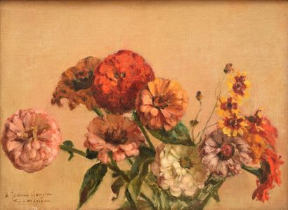 FIX-MASSEAU Pierre Félix, 1869-1937 Les fleurs du jardin, huile sur toile (restaurations),...