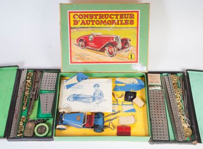 MECCANO Boite «CONSTRUCTEUR D'AUTOMOBILES n°1» avec parties de voiture à monter et...