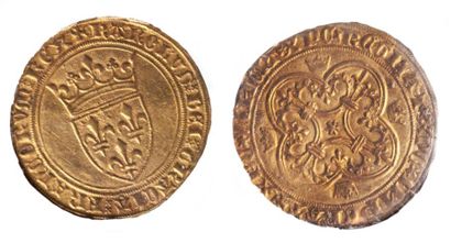 null Charles VI 1380 - 1422 Ecu en or à la couronne 3° émission, 11/9/1389 Tournai...