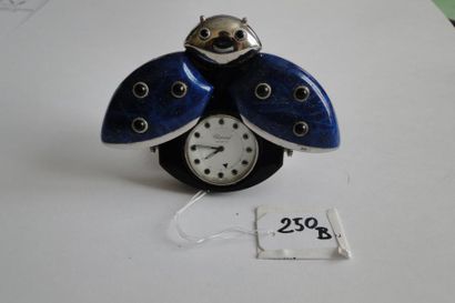 CHOPARD Pendulette réveil en acier émaillé bleu à motif de coccinelle