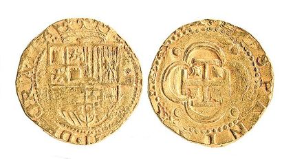 ESPAGNE, Philippe II (1555 - 1598). 4 escudos, Séville ? TB