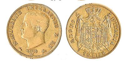 ITALIE, Napoléon Roi (1804 - 1814). 40 lire, 1809 Milan. TTB